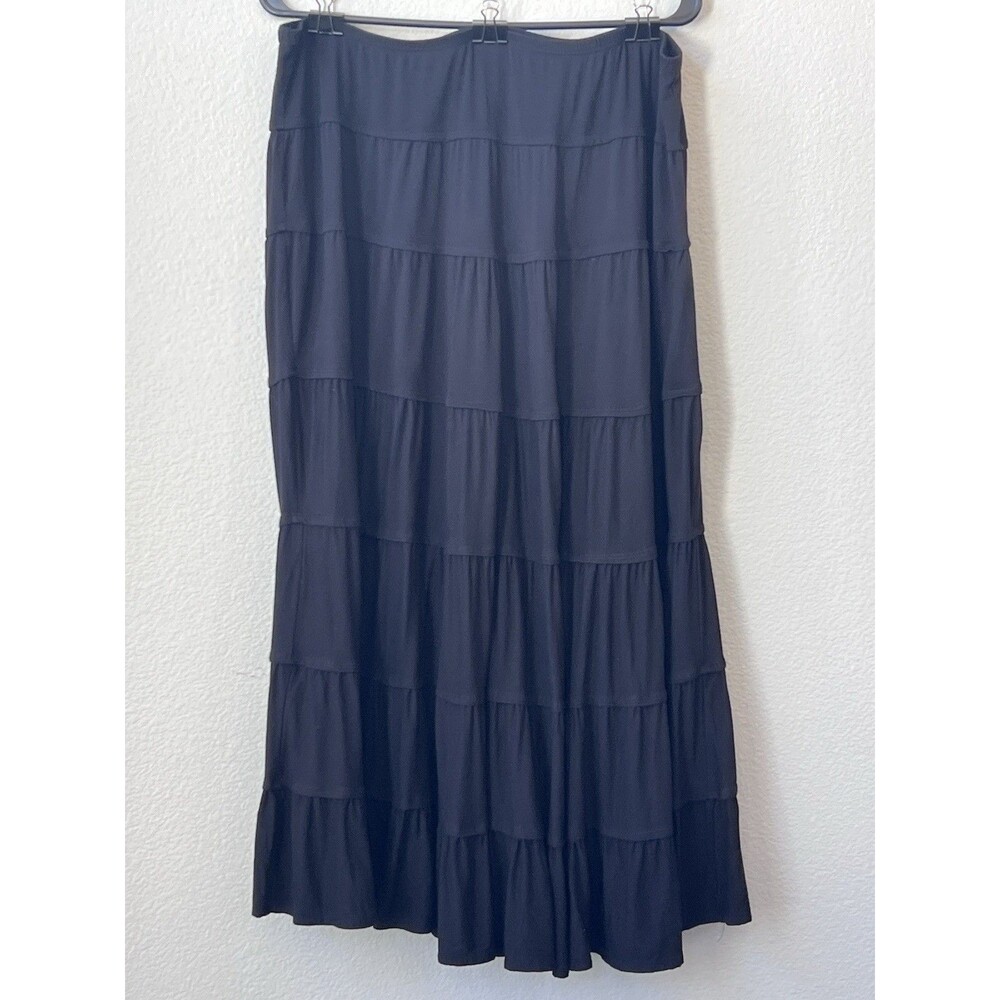 Style & Co Black Tiered Maxi/midi Skirt XL Boho Flowy
